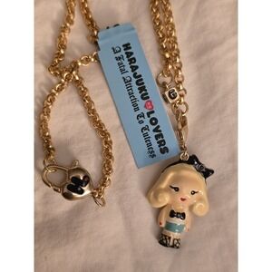 Vintage HARAJUKU LOVERS Gold Tone  CHAIN NECKLACE With GWEN STEFANI Charm NWT